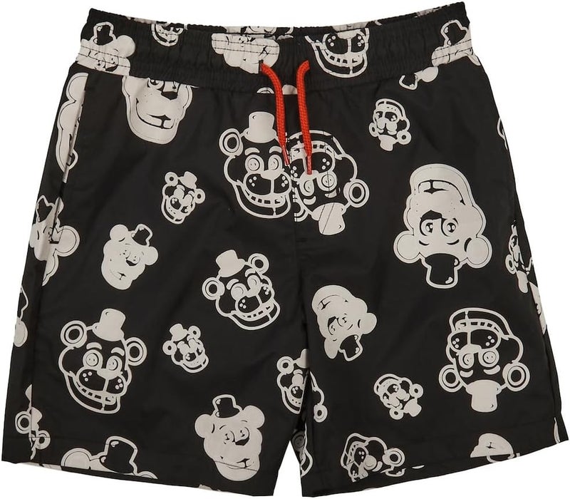 Bio World Five Nights at Freddy's Color-Changing Freddy Character Heads Boy's Black Boardshorts - Image 4